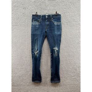 Hiroshi Kato Skinny Straight Distressed Selvedge Blue Denim Jeans Stretch 29